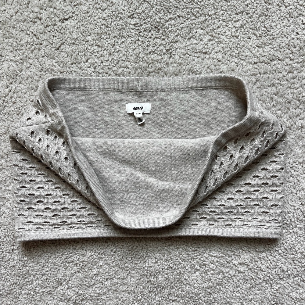 Aerie Knit Bandeau Tube Top – Size M – Neutral Beige / Taupe